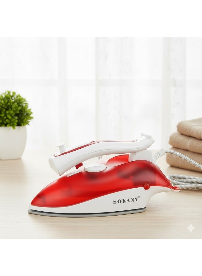 sokany PL-368A Sokany 1000W Foldable Travel Steam Iron, Red - Image 2